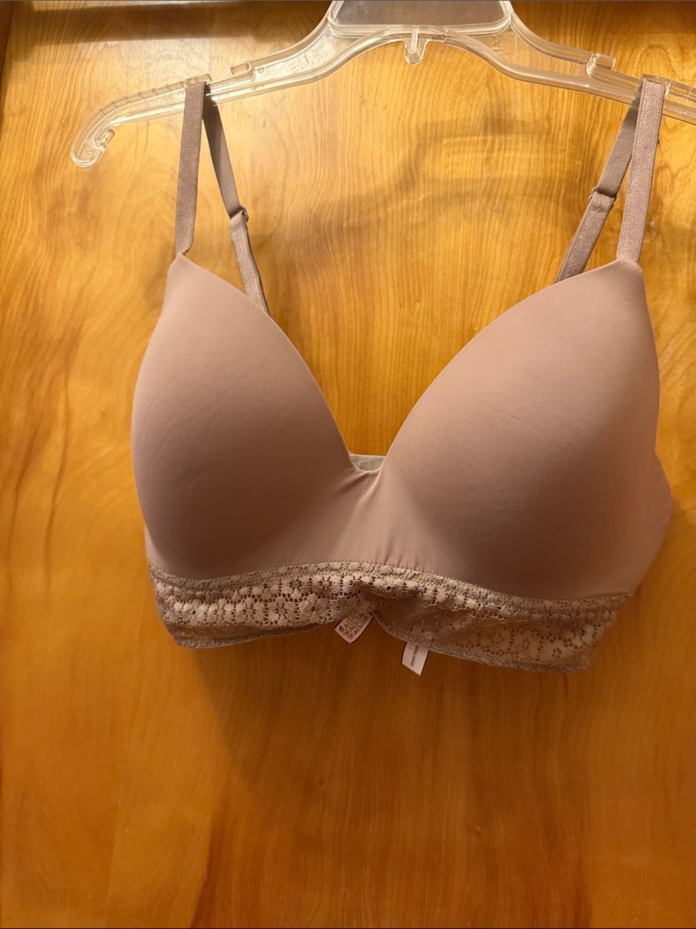 Victoria's Secret Smooth Lace-Trim Wireless Bra - Light Taupe